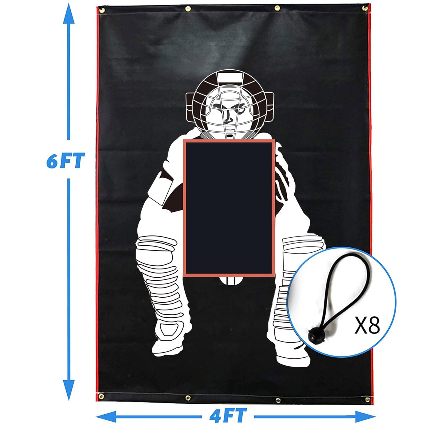Supvision Batting Cage Backstop with Strike Zone Heavy Duty PVC Coated Oxford Fabric Vinyl Baseball Backstop with Catcher Softball Pitcher Training Equipment Aid (4 x 6 Ft-600D)