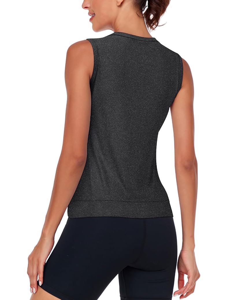 LURANEE Women's Crossover Hem Crop Tank Top - Black Large, Workout Yoga Activewear