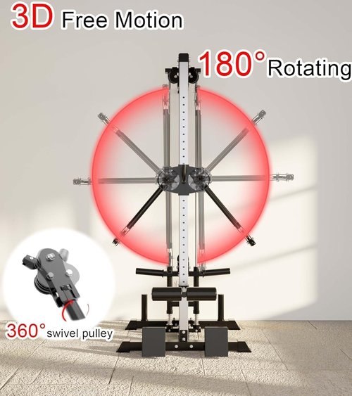 Eonfit Cable Machine for Home Gym, LAT Pulldown Cable Crossover Machine Workout Station Pulley System Tower with Leg Holder, LAT Bar, Foot Board Accessories