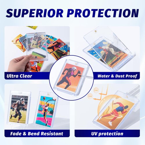 MGCLBR 35pt Magnetic Card Holder-25ct One Touch Card Holder Supe-Clear UV Protection Card Protectors for Standard Size Trading/Sports/PSA Cards (2.52"x3.52")