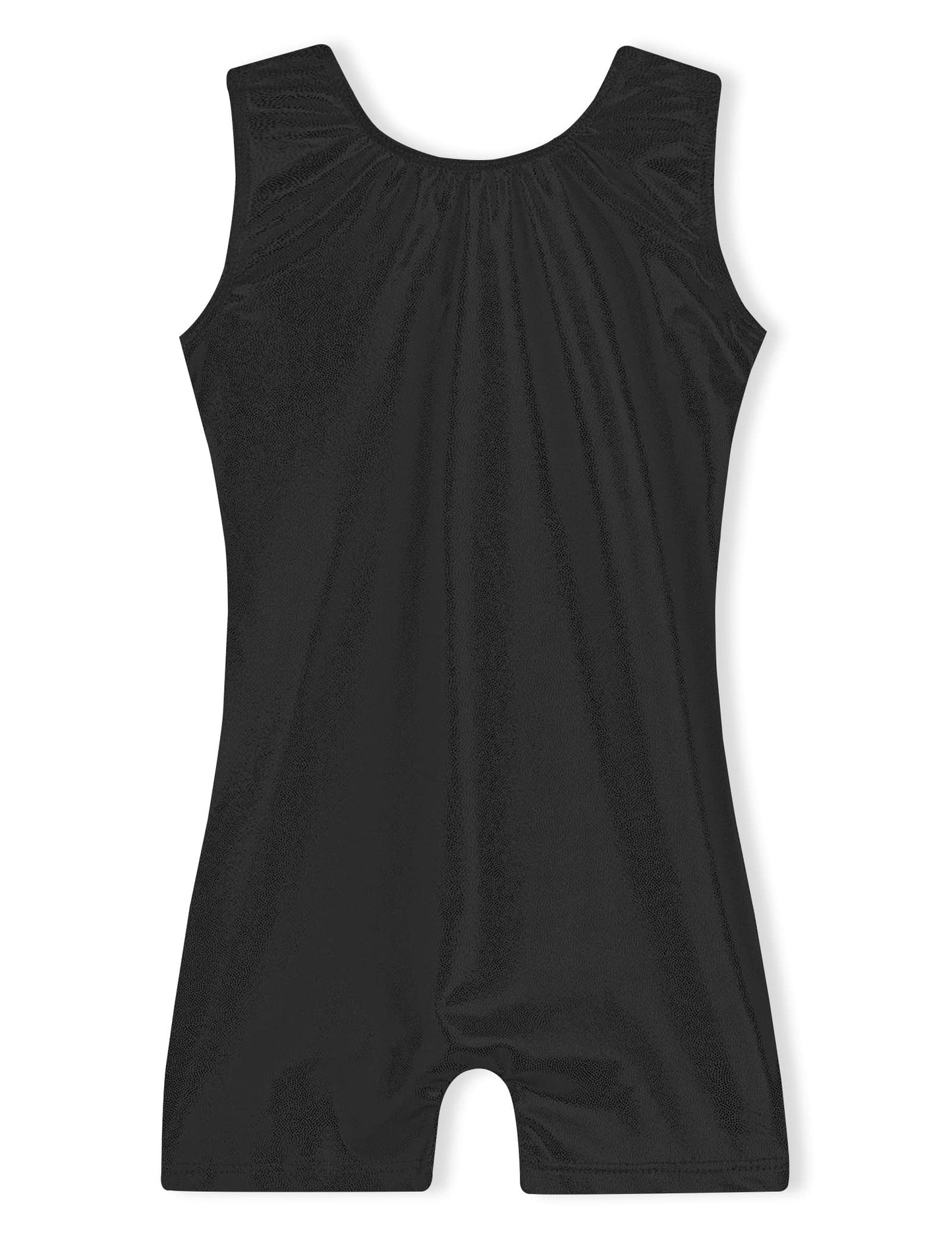 Domusgo Gymnastics Leotards for Girls 9-10 Years Old Glitter Black One Piece Unitard with Shorts