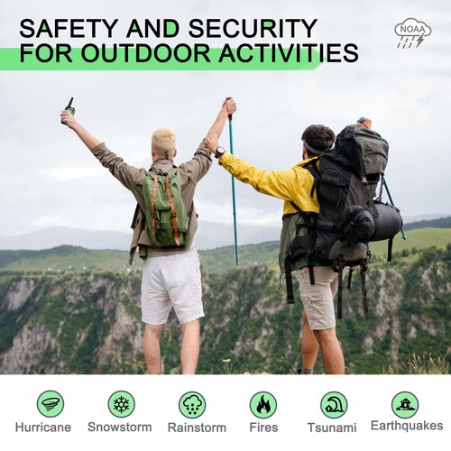 MaxTalker Walkie Talkies Long Range for Adult, MT10 Rechargeable Walkie Talkies FRS Two Way Radio, NOAA, 1200mAh Li-ion Battery USB-C Cable, LED Flashlight,VOX Walkie Talkie for Camping 2Pack (Silver)