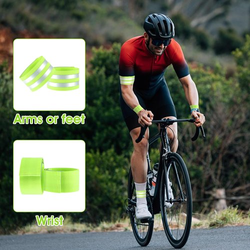 Eldraqth 4 Pcs High Visibility Reflective Sash Armbands Sash for Walking at Night Ankle Straps Elastic Reflective Running Gear Safety Reflector Tape Straps for Cycling Running Walking Night Work
