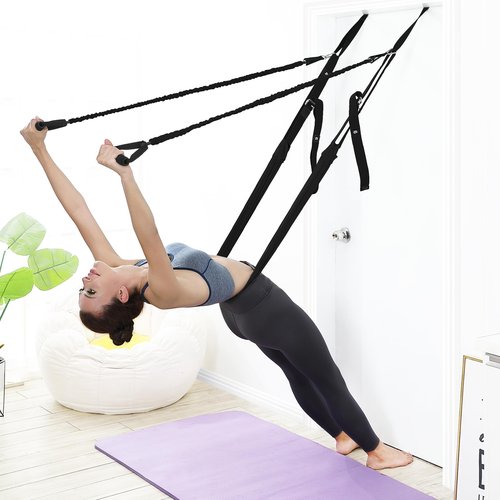 Yoga Stretching Strap, Leg Waist Back Bend Auxiliary Yoga Stretch Band, Upgraded Version with Door Anchor 2 Resistance Rope Stretch Strap Inversion Trainer for Pilates Dance Aerial Fitness Gymnastics