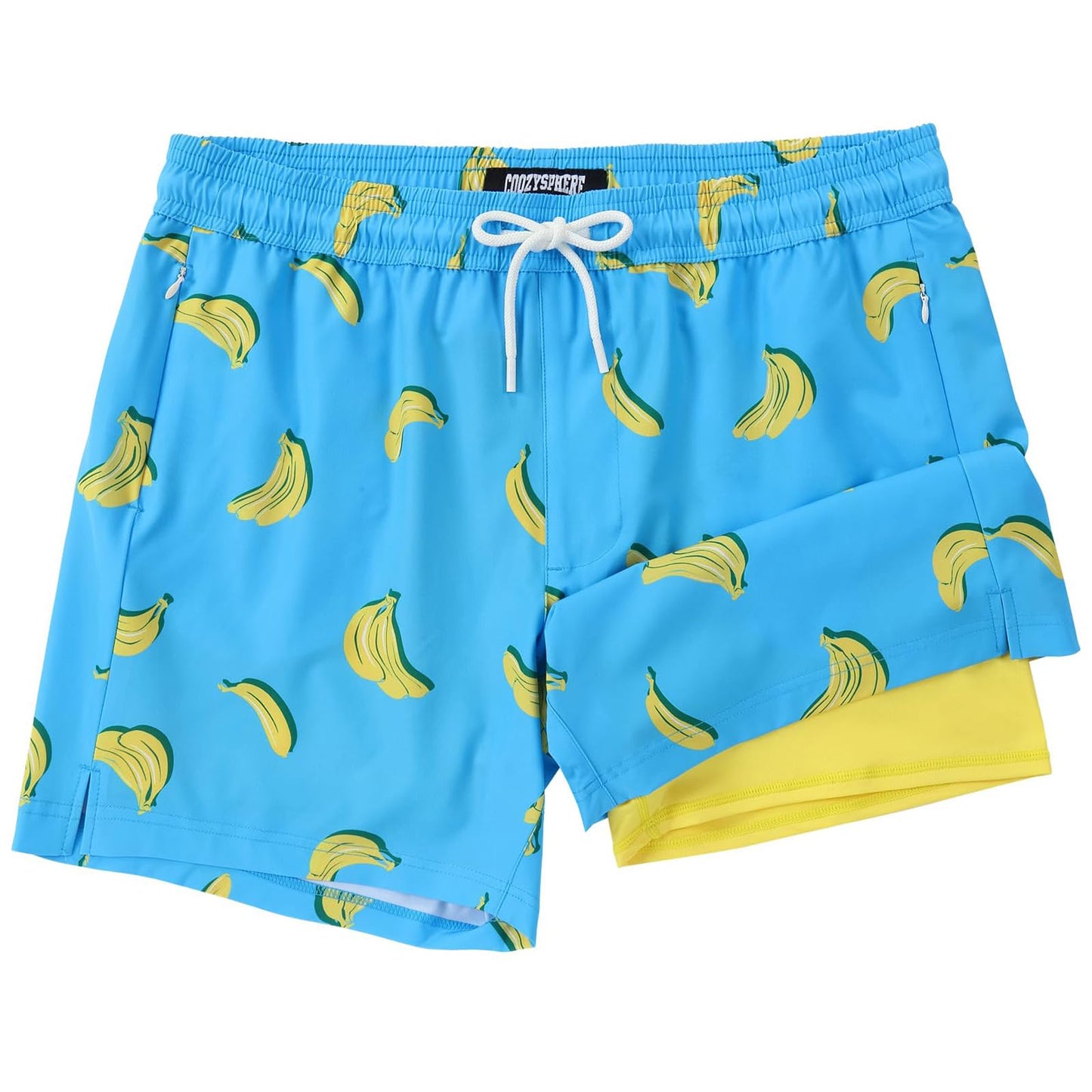 CoozySphere Mens Swim Trunks with Compression Liner 5 Inch Quick Dry Beach Shorts with Zipper Pockets M
