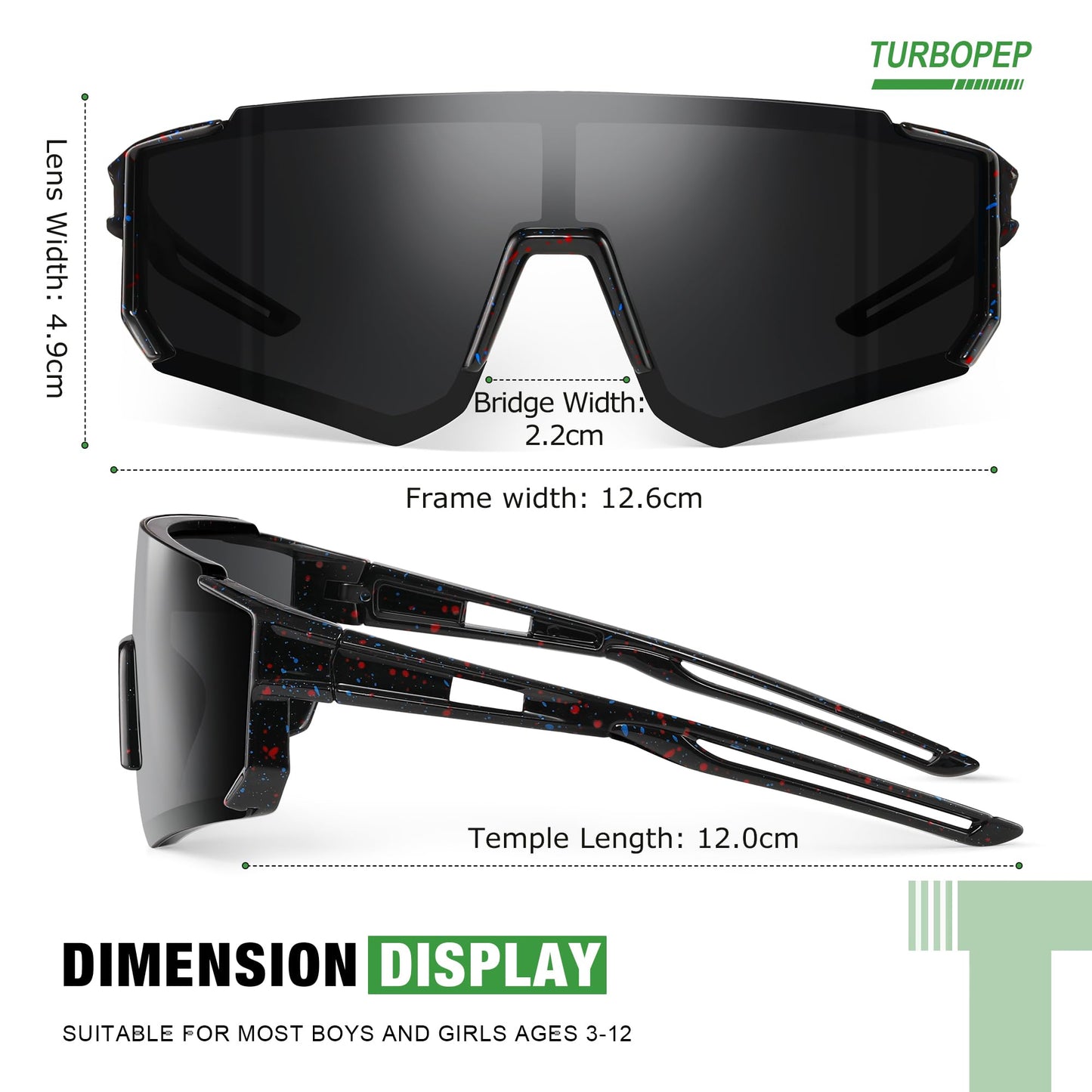 TURBOPEP 3 Pack Kids Polarized Sunglasses - Youth Baseball Sunglasses for Boys Girls Age 3-12 Sports UV Protection Goggles