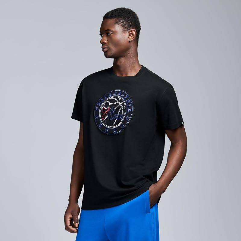 Game 7 NBA Men's Short Sleeve Oversized Heavyweight Cotton T‑Shirt - Philadelphia 76ers Black XXL