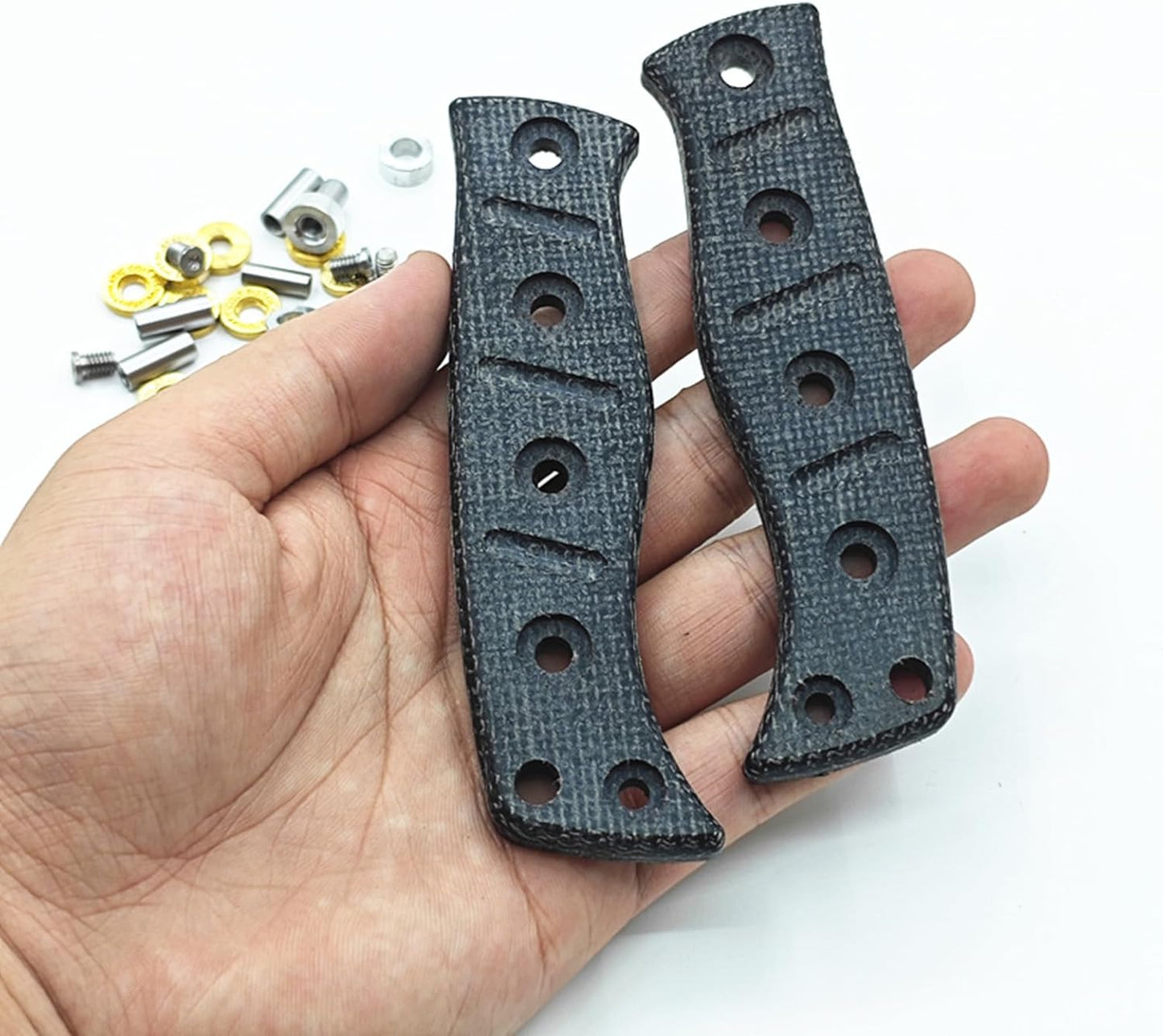 2Pcs Custom Micarta Handle Fit for Benchmade Fixed Adamas 375 Knife with Screws Sets DIY Scale Swap Repair Parts Patches Handle Replacement(Grey)