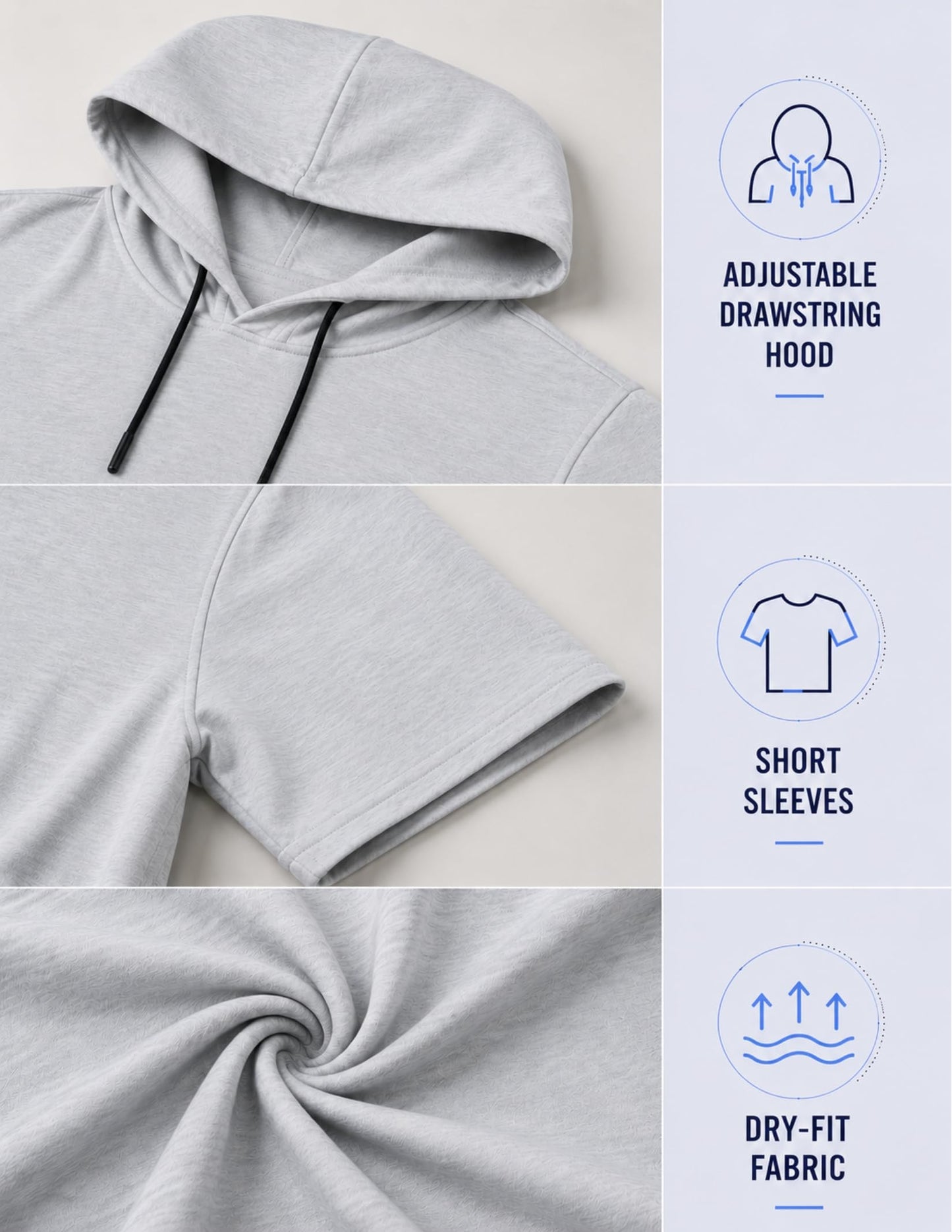 Liberty Pro 3 Pack: Men's Lightweight Short Sleeve Workout Hoodies, Athletic Dry Fit Hooded T Shirts for Gym Running (Set 2, 3X-Large)