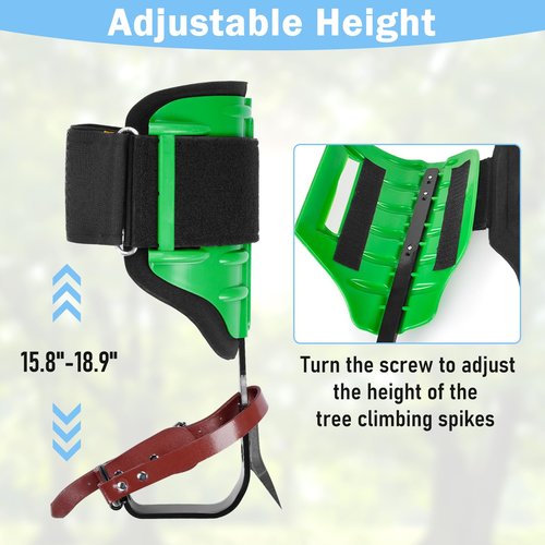 bimti Arborist Climbing Spikes,Height Adjustable Tree Climbing Gear for Tree Work with Removable Padding and Safe Belt for Fruit Picking, Hunting