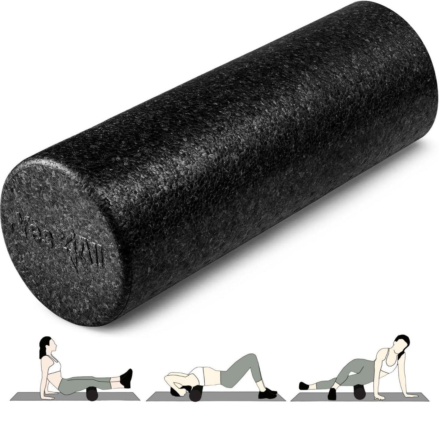 Yes4All High-Density EPP Round Back Roller Foam, Exercise Foam Roller for Yoga, & Pilates, Multiple Sizes and Colours, Blue - 18 inches
