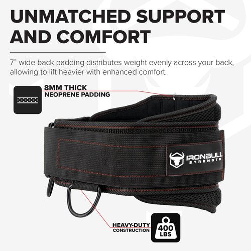 Advanced Dip Belt V2 – Heavy-Duty Weighted Belt with Reinforced Back, Chain & Nylon Strap – 3-Point Anchor D-Rings for Dips, Pull-Ups, Squats & More (Large)