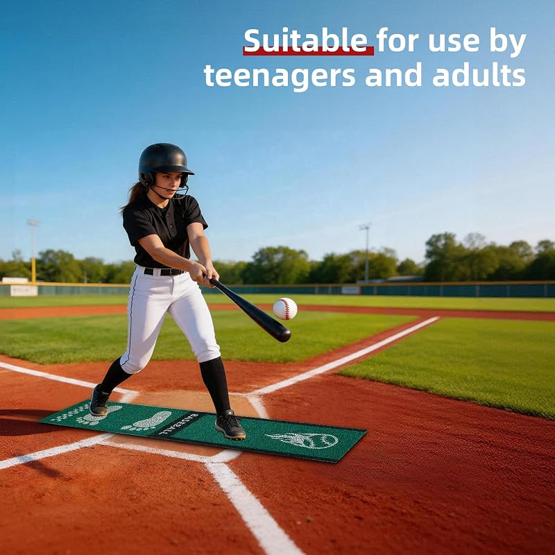 Moonace Baseball Softball Pitching Mat - 65x14 Anti-Slip Training Mat, Red Variation