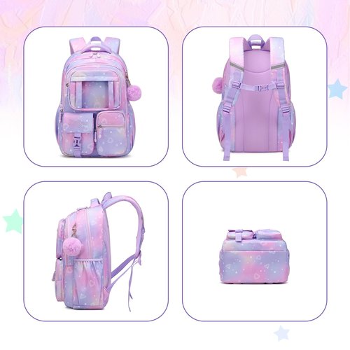 PIG PIG GIRL Kids Backpack for Girls - Middle School & Elementary School - Kawaii Ita Backpack - Purple