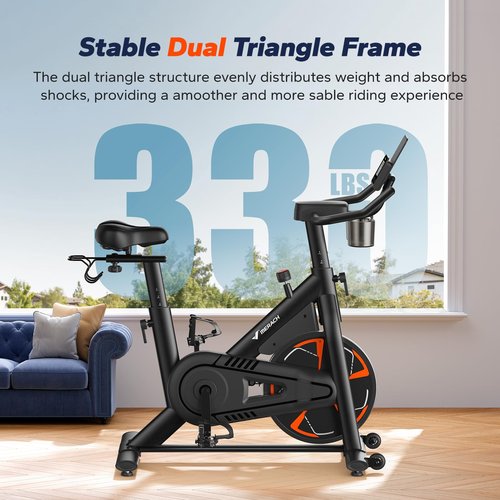MERACH Exercise Bike, Stationary Bikes for Home, Magnetic Indoor Cycling Bike with Self-developed APP, 330lbs Capacity & Comfortable Seat Cushion for Weight Loss Gym Cardio