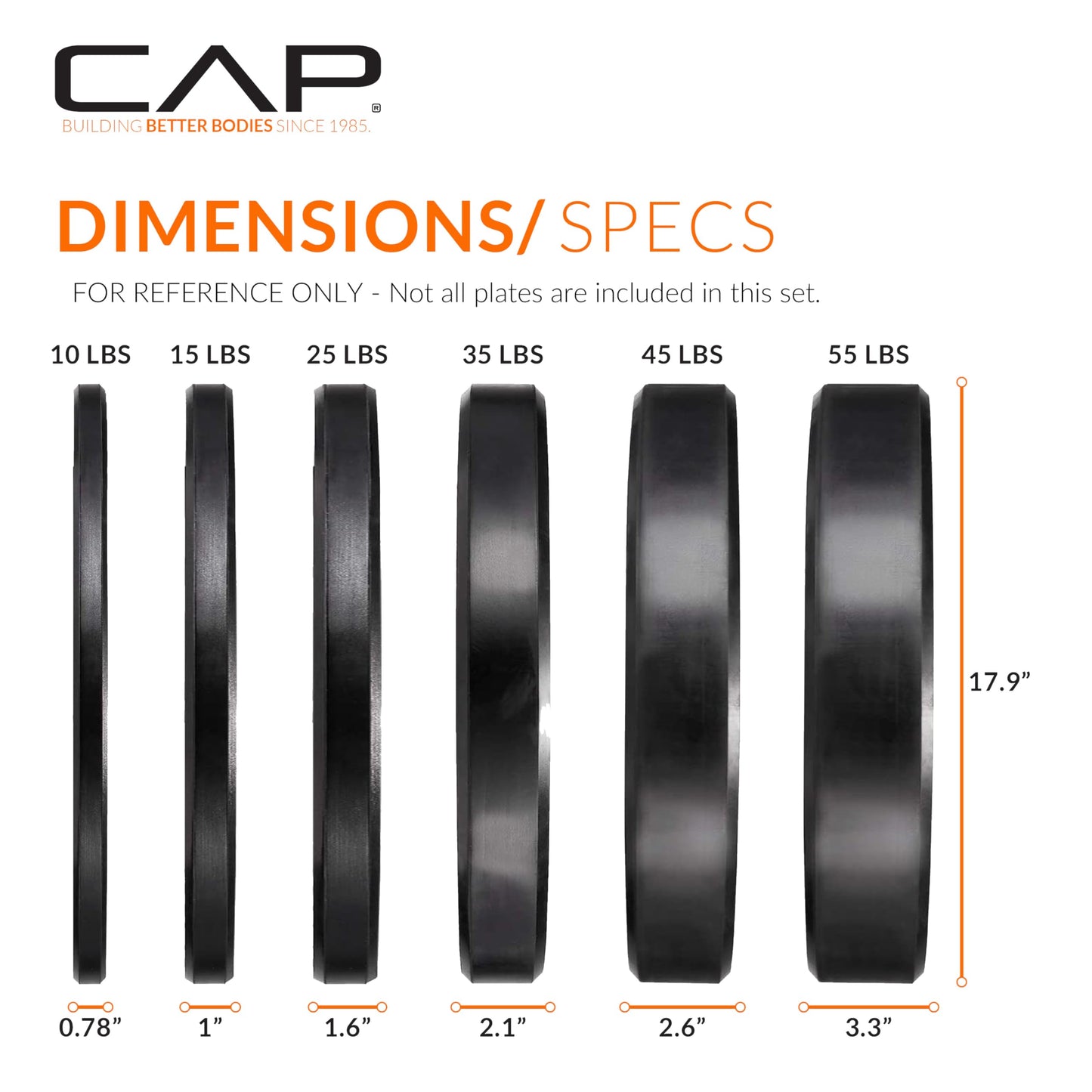 CAP 370 lb Economy Speckled Olympic Bumper Plate Set with Storage Rack, 2-Inch Olympic Plates, Medium Bounce Rubber Weight Plates with Steel Hub, 6 Weight Posts & 4 Barbell Holders for Weightlifting, Strength Training & Home Gym Workouts