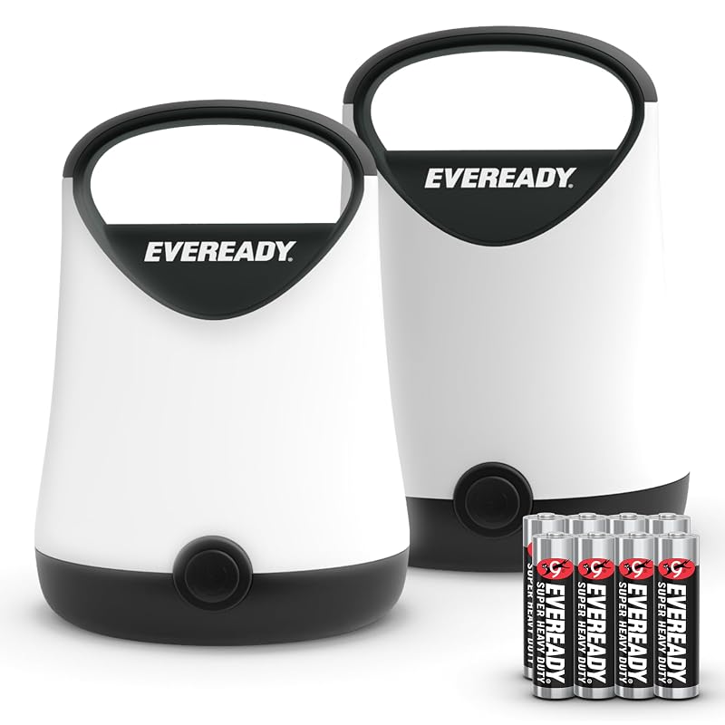 Eveready GPAL411 2-Pack Compact LED Lanterns, Black — 250 Lumen, 50H Run Time