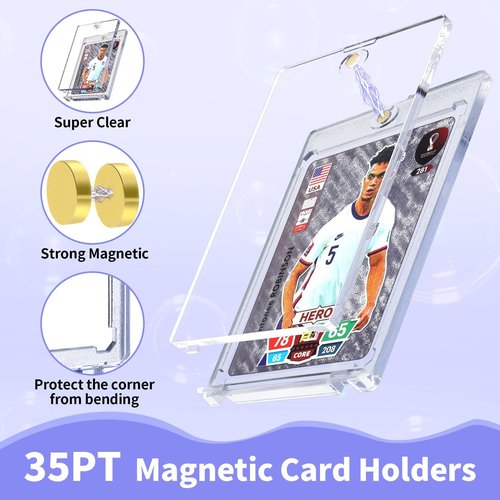 Magnetic Card Holders for Trading Cards, 8 Pack 35pt Sports Card Holder, UV Protection Plastic Hard Card Protector Clear Card Slabs for Collectible Baseball Cards, Game Cards