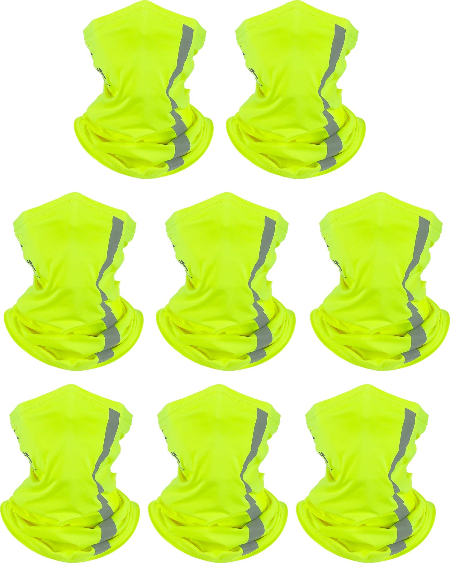 SATINIOR 8 Pcs Neck Gaiter Face Mask, Reflective Summer UV Protection Cooling Scarf Neon Breathable Bandana for Men Women(Fluorescent Yellow,Milk Silk)