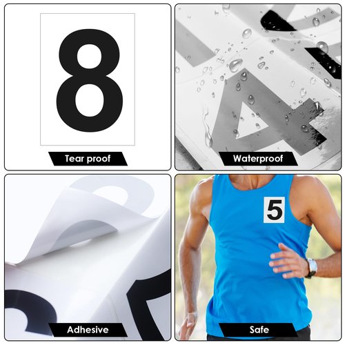 36CM X 24CM Adhesive 1-9 Hip Numbers for Track and Field Race Hip Numbers Hip Tag Stickers Lane Number Sticker Waterproof for Running Speed Skating
