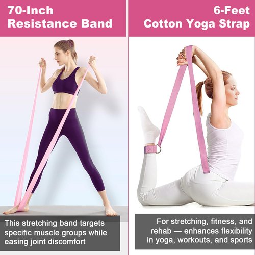 Pilates Ring Essentials Kit for Women, Workout Equipment Set for Home with 12'' Magic Circle, Mini Ball, Resistance Bands, Hip Thrust Belt, Accessories, Pilates Set for Legs Arms and Thighs (Pink)