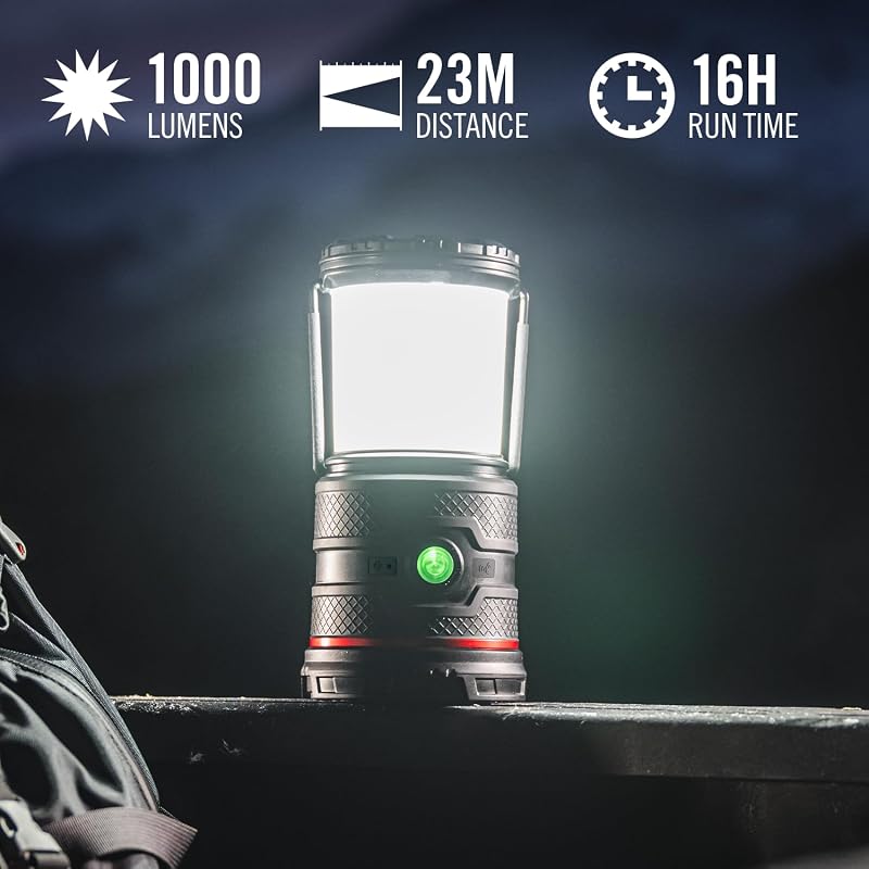 Coast EAL35R 1000 Lumen Voice-Controlled LED Lantern – Black (5 Modes, Power Bank, USB-C, IP54)