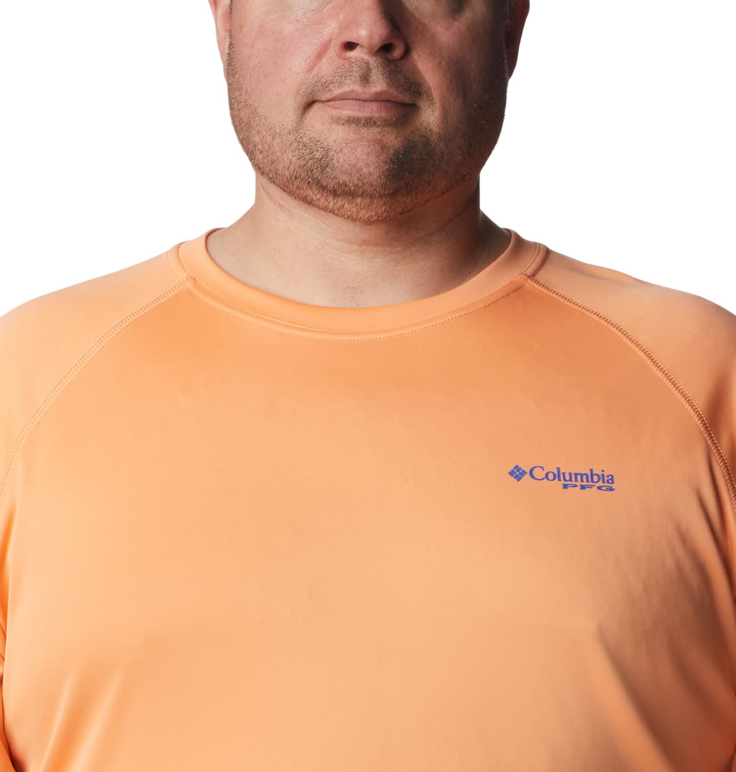 Columbia Men's PFG Terminal Tackle Long Sleeve Fishing Shirt, Bright Nectar/Vivid Blue Logo, 2X