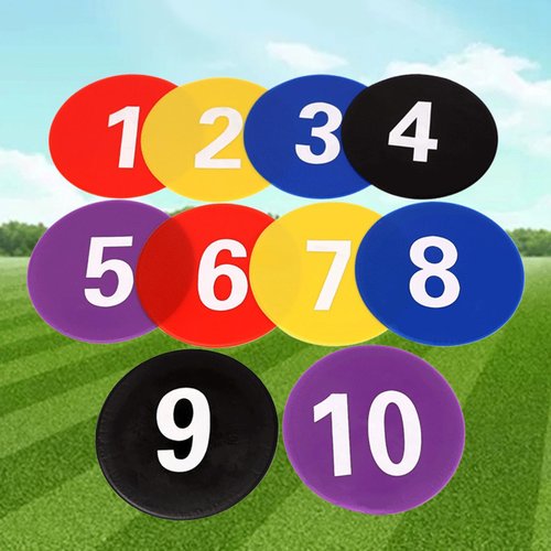 WAGHAVEN 10 Pcs Flat Cones Spots Markers, Floor Dots Spots Markers, 9 Inch Nonslip Plastics Agility Markers Flat Field Cones Floor Dot