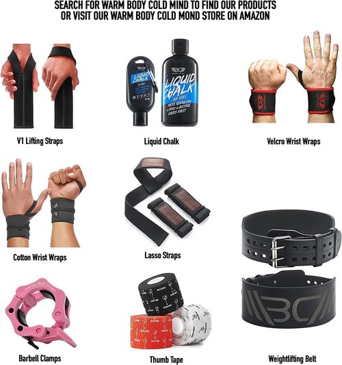 WARM BODY COLD MIND - Weightlifting Wrist Wraps for Cross Training, Powerlifting, Deadlift, Gym, Workout, Exercises & Fitness, Premium, Heavy-Duty Wrist Support, Thumb Loop (Black, 18")