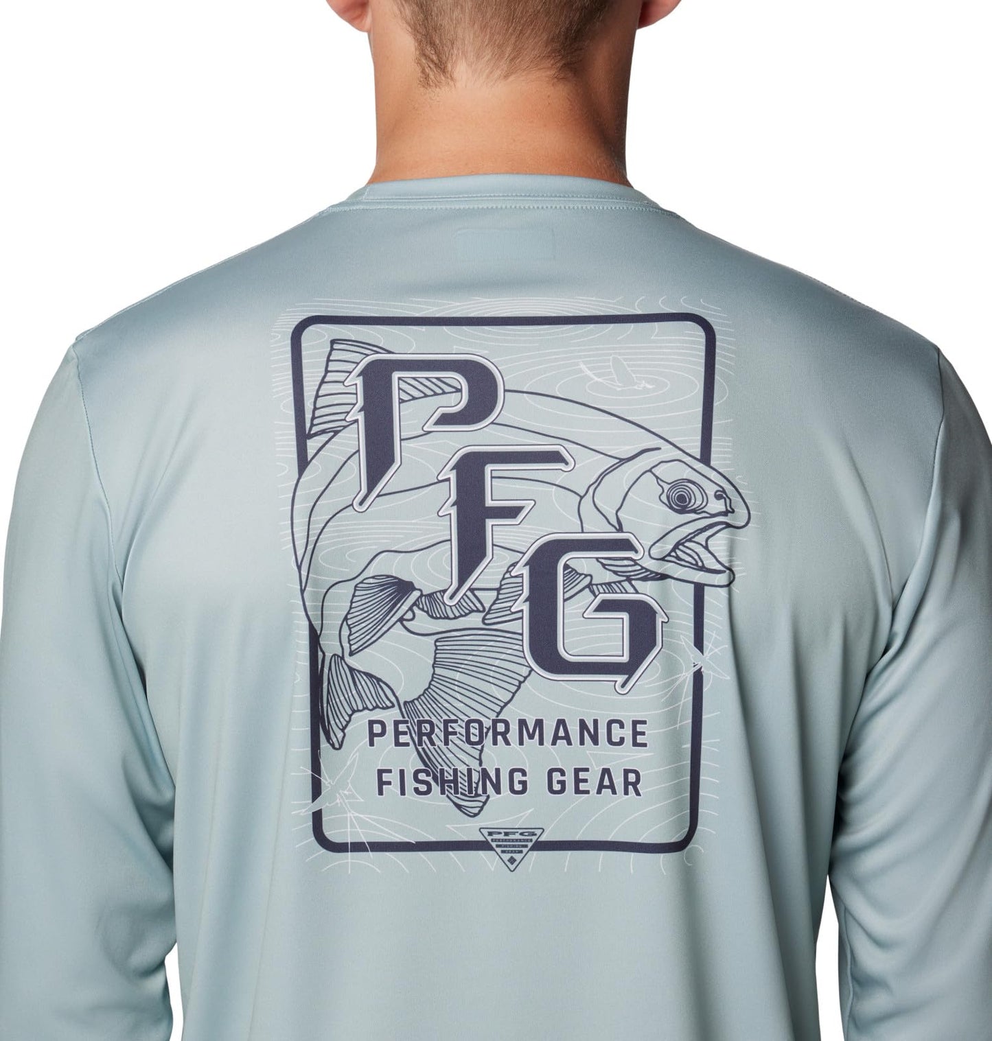 Columbia Men's Terminal Tackle PFG Blackline Long Sleeve, Crushed Blue/Blackline Trout, X-Large