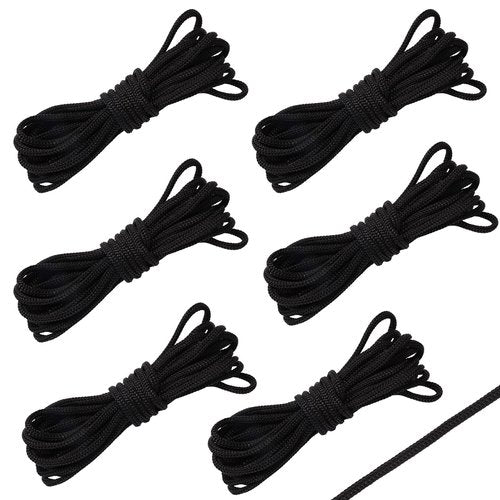 6pcs Trampoline Net Connection Rope, Nylon Black Cord Tie Down Rope for Trampoline Net Mat Practical String Accessory for Mountaineering Hiking Camping Other Outdoor Activities