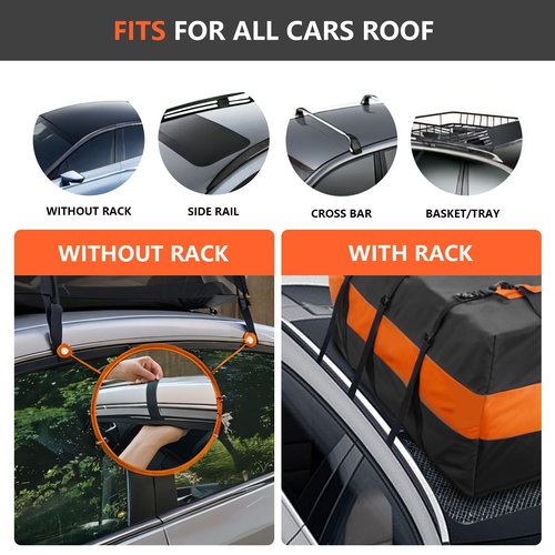 Carforu Car Rooftop Cargo Carrier Bag, 30 Cubic Feet Car Roof Cargo Carrier Bag Waterproof for All Vehicle with/Without Rack, Include Anti-Slip Mat, 2 Reinforced Straps, 6 Door Hooks and Luggage Lock