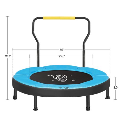 SONGMICS Trampoline for Kids, 3ft Mini Trampoline with Handlebar, Toddler Trampoline for Indoor and Outdoor, Max. Load 220 lb, Blue USTR036Q01