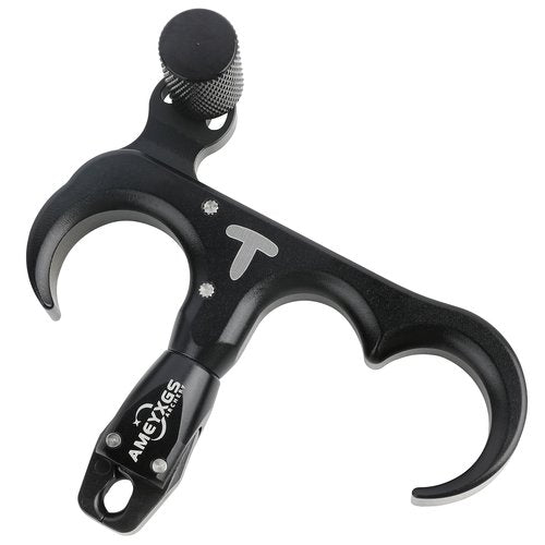 AMEYXGS Archery Bow Release for Compound Bows,Durable Aluminum 360° Rotate Caliper Thumb Release 3 Finger Release (Black)