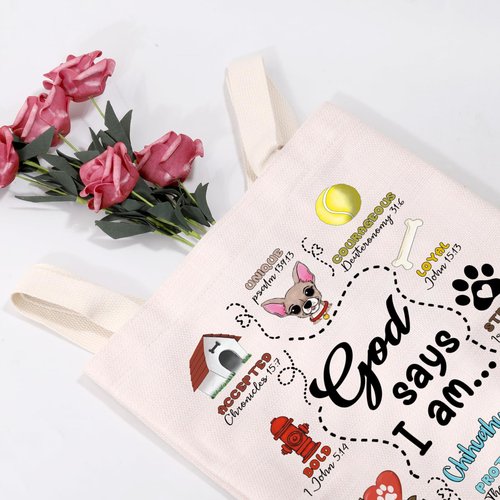 Chihuahua Mom Gift Chihuahua God Says I Am Reusable Grocery Bag Chihuahua Mama Gift Chihuahua Dog Lover Gifts