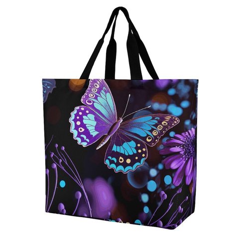 BWQJKUO A Gym Artifact, The Canvas Purple Butterfly And Flowers Printed Yoga Storage Bag Is Durable, Wear-resistant And Does Not Strangle Shoulders. It Is Suitable for Both Men And Women