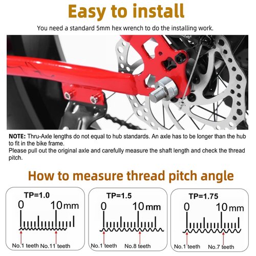 Universal Bicycle Thru Axle Trailer Hitch Adapter - Adjustable M12x1.0/1.5/1.75 Thru Axle (157-192mm),304 Stainless Steel & 6061-T6 Aluminum Shaft for Thule Bike Trailers & Thru-Axle Bikes