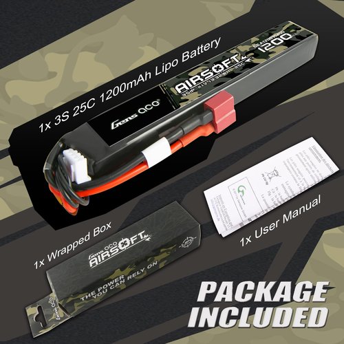 Gens ace 25C 1200mAh 3S1P 11.1V Airsoft Battery with Dean Plug (New Packaging)