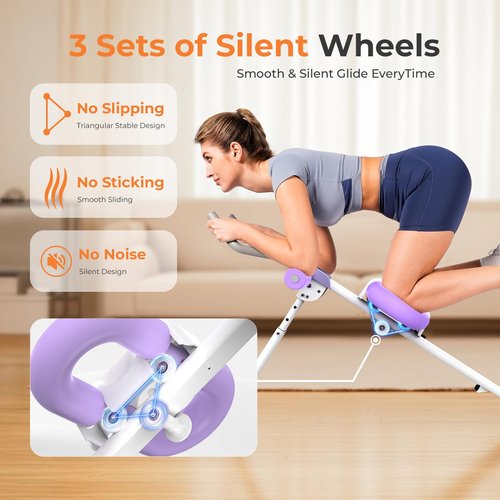 OWLSKY Ab Machine, Adjustable Ab Trainer Machine for Abs Workout at Home Gym, Foldable, Knee Protection, Abdominal Trainer for Stomach Workout Purple