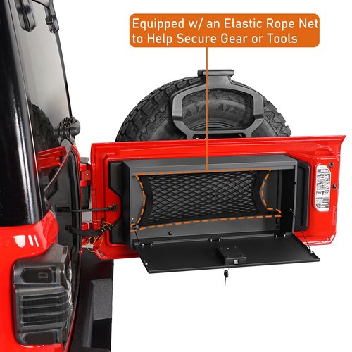 u-Box JL Tailgate Table Storage Lock Box Foldable Cargo Shelf Organizer Compatible with 2018 2019 2020 2021 2022 2023 2024 2025 Jeep Wrangler JL & Unlimited