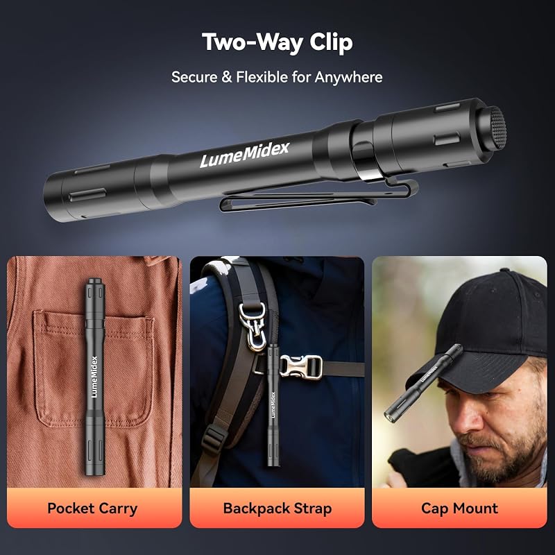 Rechargeable Pocket EDC Flashlight Pen Light - 4 Brightness Modes, 5.28" Slim Aluminum
