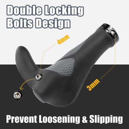 CyclingDeal Mountain Bike Grips - Ergonomic Bicycle Handlebar Grips with Anti-Slip Design, Soft Gel, Black