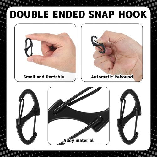 Giantree 20 Pcs S Shaped Double Opening Carabiner Keychain, Alloy S Carabiner Clips, Keychain Spring Snap Hooks Mini Carabiners Clip, for Dual Wire Gate Interlocking Clips Tiny Clip Attachment