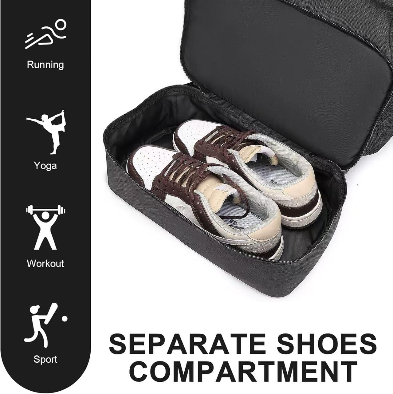 seyfocnia Gym Backpack for Men, Waterproof Sports Backpacks With Shoe Compartment Lightweight Workout Trainning Back Pack Casual Travel Daypack-Black