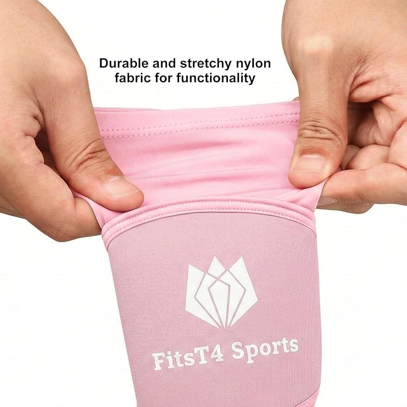 Girls Volleyball Arm Sleeves with Thumbhole and Padded Protection – Pink+10"