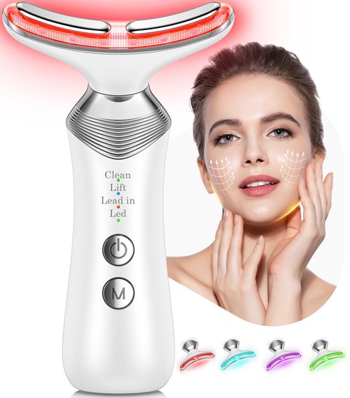 YUMAID Face and Neck Massager, 7-in-1 Multifunctional Facial Massager Tool with 4 Modes, Portable Facial Skin Care Tools, Beauty Device for Home Travel