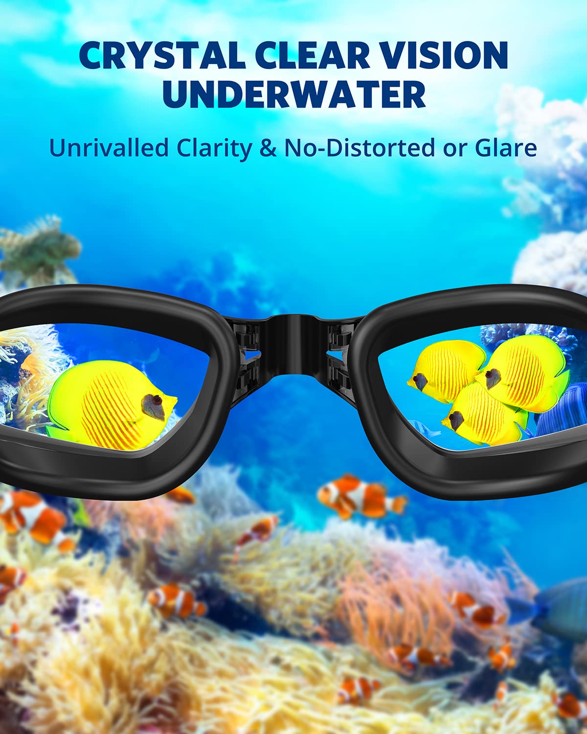 Aegend Swim Goggles, 2 Pack Swimming Goggles No Leaking Adult Men Women Youth, UV Protection, Anti Fog, Light Black & Deep Black