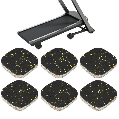 PATIKIL 6 Pcs Treadmill Mat Pads, 4x4x0.8 High Density Foam Anti Vibration Pad Sound Proof Floor Mat Exercise Equipment Mat for Carpet Protect Noise Reduction Home Gym, Yellow