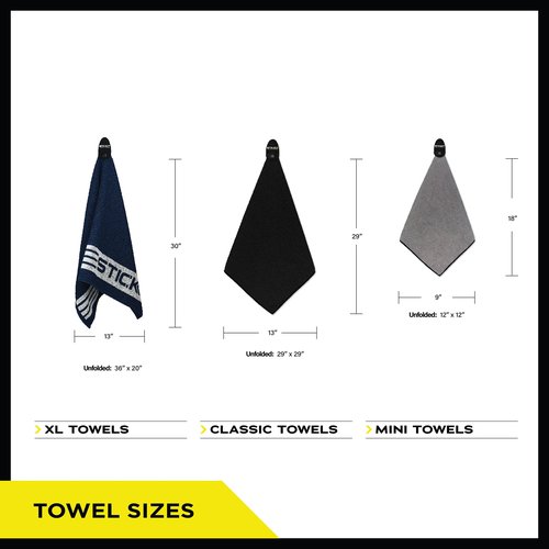 STICKIT Mini Magnetic Towel, Black, Premium Microfiber Waffle Weave, Ultra-Absorbant, Quick-Drying, Industrial Strength Magnet for Golf Bags, Carts & Clubs - Compact, Greenside Towel for Golfers