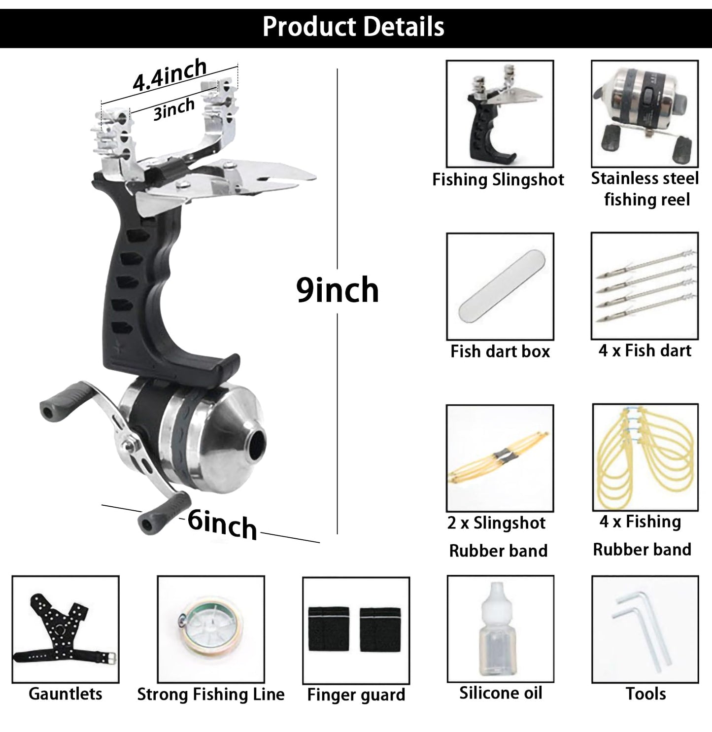 Fishing Slingshot Set for Outdoor Hunting - Versatile Slingshot with Stainless Steel Reel, Fish Darts, and Line Slot Plate, Switchable Between Fishing and Regular Modes